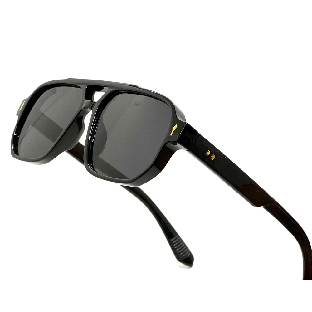 Stylish Oversized Black Aviator Sunglasses‎ Women Grey Lenses Luxury Chic Lentes